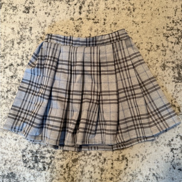 Baby Blue Pleated Plaid Skater Mini Skirt Size Small - Picture 1 of 2